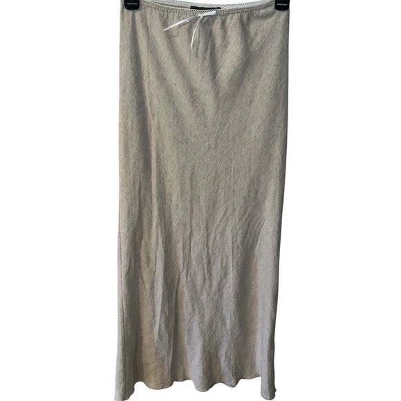Urban Outfitters Archive Skirt Womens XS Lizzie Natural Maxi Linen Feminine Boho - Picture 1 of 9